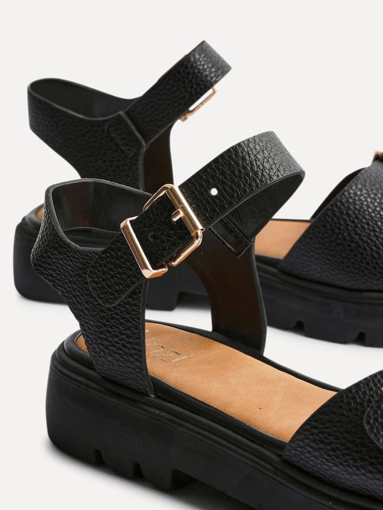 Linzi Black Wide Fit Rocket Flatform Sandals With Buckle Detail - Image 5 of 5