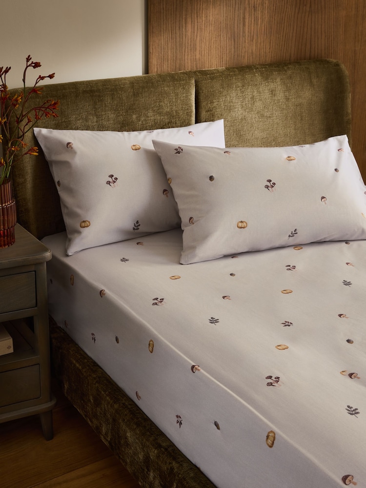 Natural Autumn Pumpkin Fitted Sheet and Pillowcase Set - Image 1 of 2