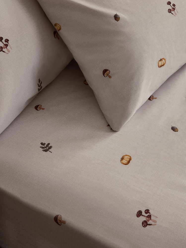 Natural Autumn Pumpkin Fitted Sheet and Pillowcase Set - Image 2 of 2 Natural Autumn Pumpkin Fitted Sheet and Pillowcase Set - Image 2 of 2