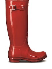 Hunter Red Original Tall Gloss Wellington Boots - Image 1 of 5