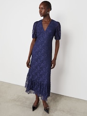 Синий - Finery Loretta Lace Midi Dress - Image 4 of 4