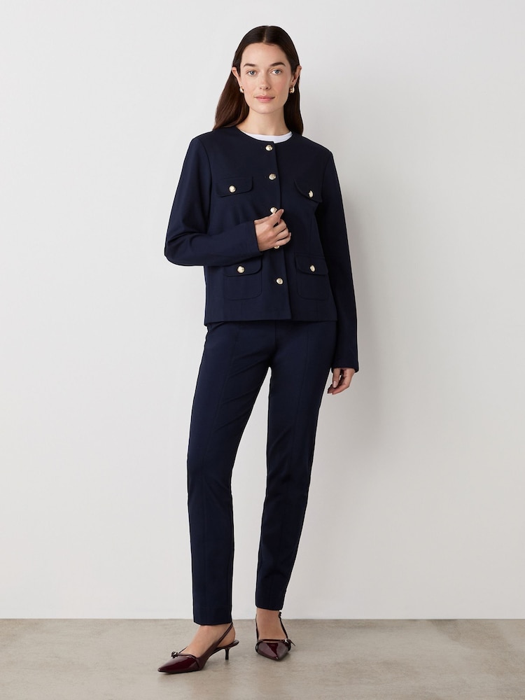 Finery Navy Imogen Ponte Jersey Jacket - Image 1 of 4 Finery Navy Imogen Ponte Jersey Jacket - Image 1 of 4