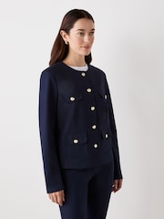Finery Navy Imogen Ponte Jersey Jacket - Image 3 of 4