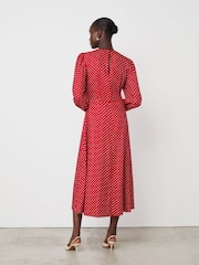 Finery Red Kimmy Polka Dot Midi Dress - Image 2 of 4