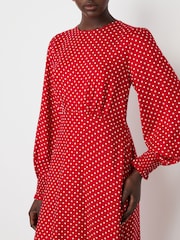 Finery Red Kimmy Polka Dot Midi Dress - Image 3 of 4