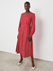 Finery Red Kimmy Polka Dot Midi Dress - Image 4 of 4