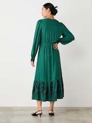 Finery Green Leyane V-neck Long Sleeve Midi Dress - Image 2 of 4