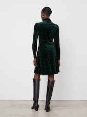 Finery Green Capri Velvet Long Sleeve Shirt Dress - Image 2 of 4
