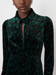 Finery Green Capri Velvet Long Sleeve Shirt Dress - Image 3 of 4