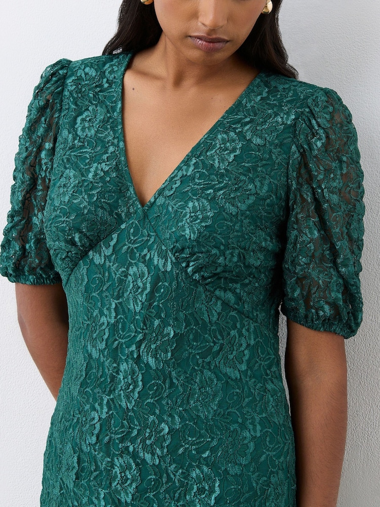 Зеленый - Finery Loretta Lace Midi Dress - Image 4 of 4