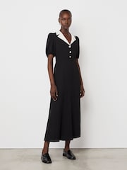 Finery Black Lois Crepe Midi Dress - Image 1 of 4
