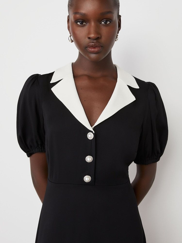 Finery Black Lois Crepe Midi Dress - Image 3 of 4