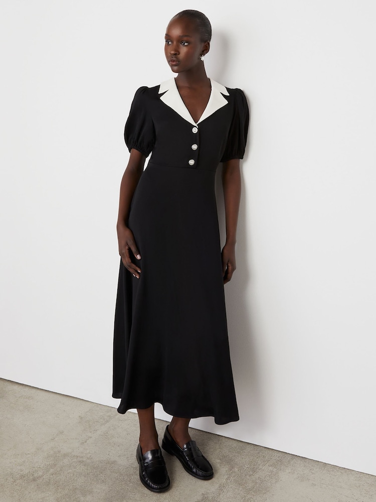 Finery Black Lois Crepe Midi Dress - Image 4 of 4