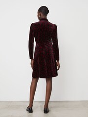 Finery Red Capri Velvet Long Sleeve Shirt Dress - Image 2 of 4