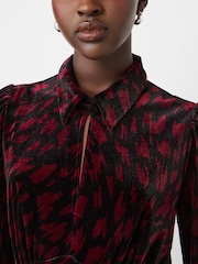 Finery Red Capri Velvet Long Sleeve Shirt Dress - Image 3 of 4