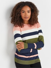 M&Co Navy Blue/Pink Stripe Crew Neck Jumper - Image 1 of 5