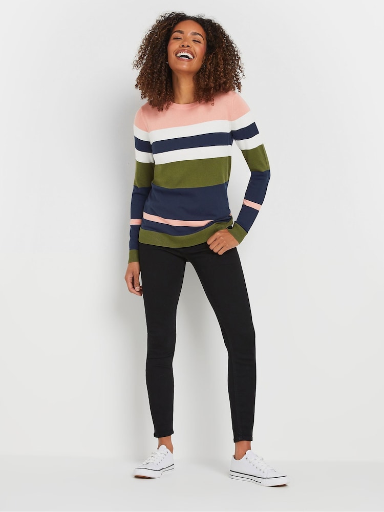 M&Co Navy Blue/Pink Stripe Crew Neck Jumper - Image 2 of 5