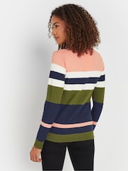 M&Co Navy Blue/Pink Stripe Crew Neck Jumper - Image 3 of 5