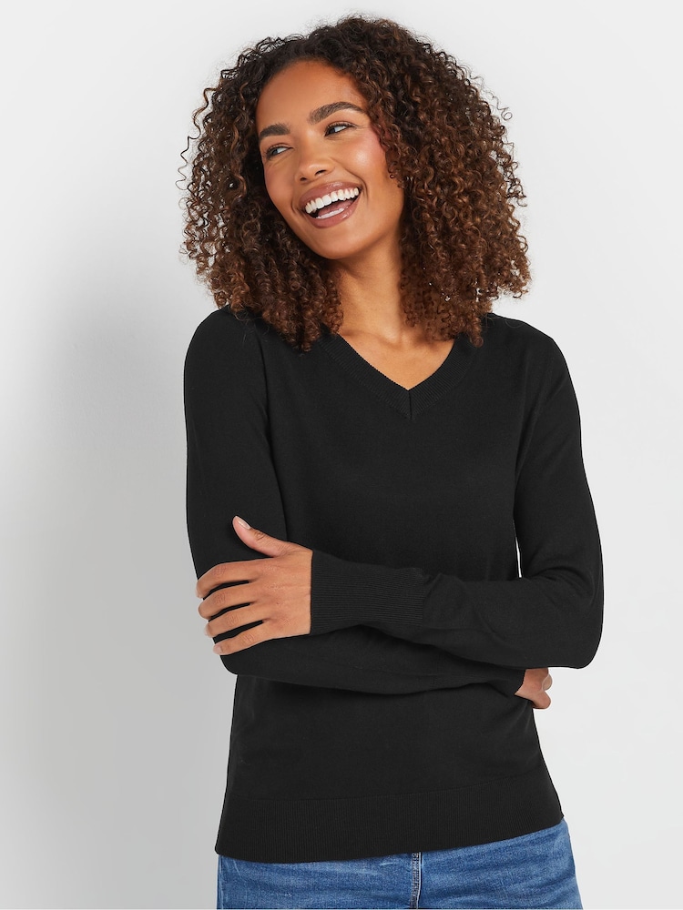 M&Co Black V-Neck Jumper - Image 1 of 5 M&Co Black V-Neck Jumper - Image 1 of 5