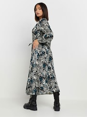 PixieGirl Petite Blue Tie Waist Midi Dress - Image 2 of 5