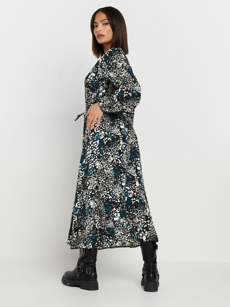 PixieGirl Petite Blue Tie Waist Midi Dress - Image 2 of 5