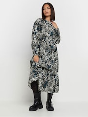 PixieGirl Petite Blue Tie Waist Midi Dress - Image 3 of 5