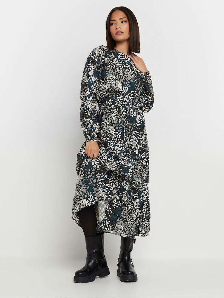 PixieGirl Petite Blue Tie Waist Midi Dress - Image 3 of 5