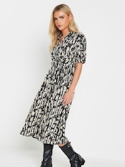 PixieGirl Petite Black Twist Collar Midi Dress - Image 3 of 5