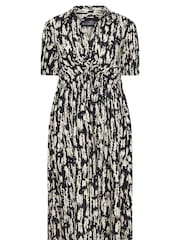 PixieGirl Petite Black Twist Collar Midi Dress - Image 5 of 5