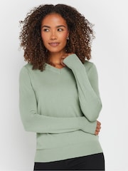 M&Co Green V-Neck Jumper - Image 1 of 5