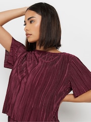 PixieGirl Petite Red Short Sleeve Plisse Top - Image 4 of 5