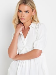 PixieGirl Petite White Woven Twist Front Top - Image 3 of 5