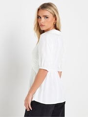 PixieGirl Petite White Woven Twist Front Top - Image 4 of 5