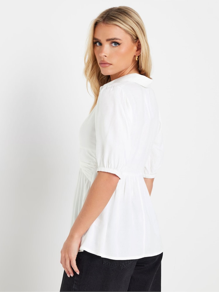 PixieGirl Petite White Woven Twist Front Top - Image 4 of 5