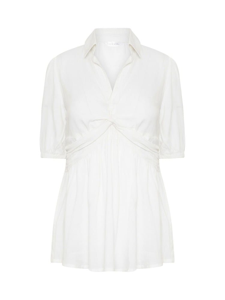 PixieGirl Petite White Woven Twist Front Top - Image 5 of 5