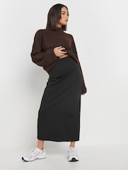 PixieGirl Petite Black Sweat Maxi 100% Cotton Skirt - Image 1 of 9