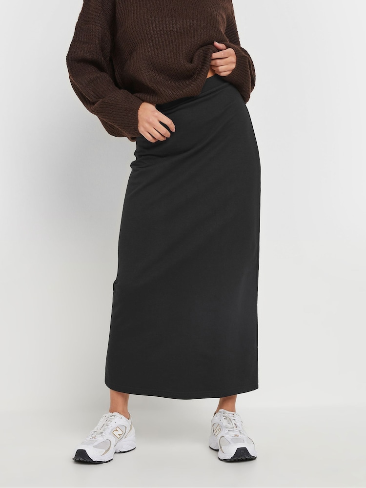 PixieGirl Petite Black Sweat Maxi 100% Cotton Skirt - Image 2 of 9