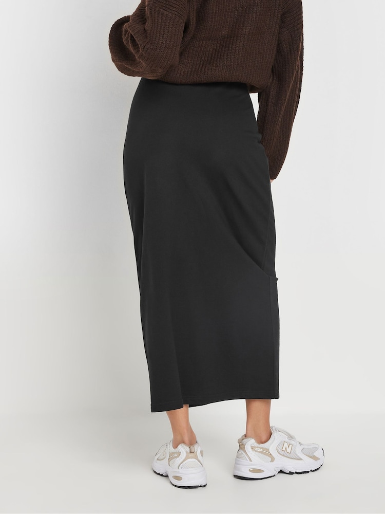 PixieGirl Petite Black Sweat Maxi 100% Cotton Skirt - Image 3 of 9
