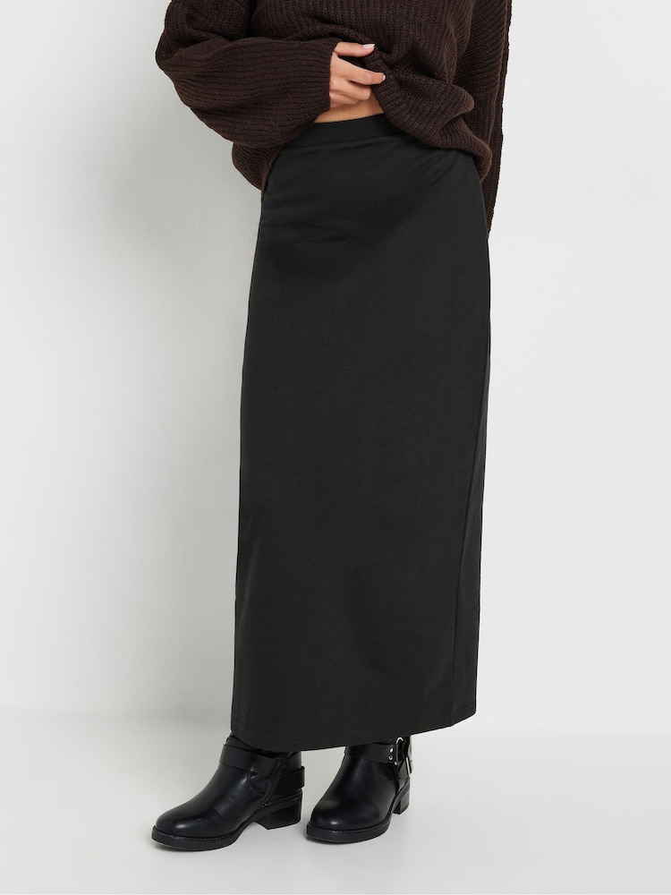 PixieGirl Petite Black Sweat Maxi 100% Cotton Skirt - Image 6 of 9