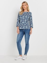 M&Co Pink Petite Slash Neck 3/4 Sleeve 100% Cotton Top - Image 2 of 5