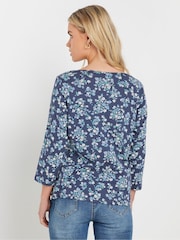 M&Co Pink Petite Slash Neck 3/4 Sleeve 100% Cotton Top - Image 3 of 5
