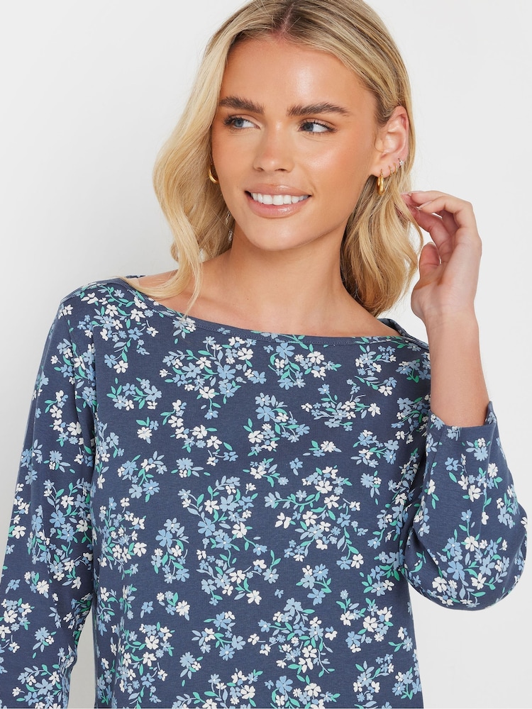 M&Co Pink Petite Slash Neck 3/4 Sleeve 100% Cotton Top - Image 4 of 5