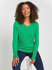 M&Co Green V-Neck Jumper - Image 1 of 5