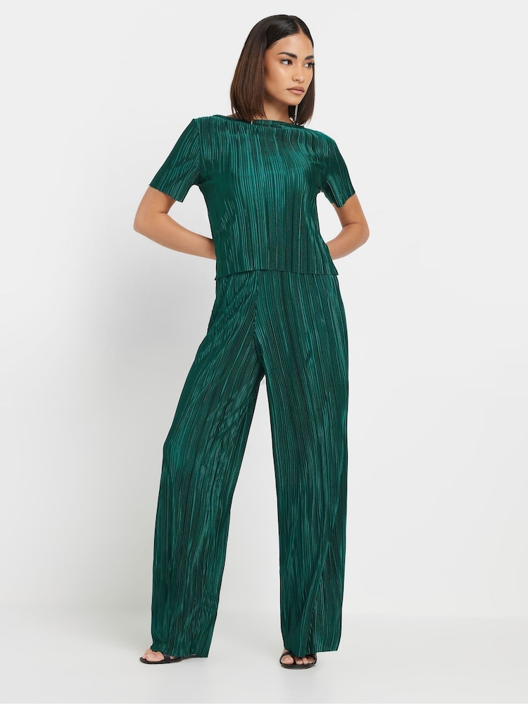 PixieGirl Petite Green Short Sleeve Plisse Top - Image 2 of 5