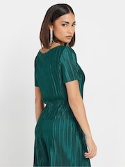 PixieGirl Petite Green Short Sleeve Plisse Top - Image 3 of 5