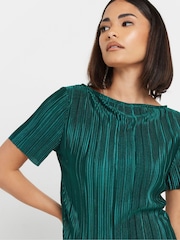 PixieGirl Petite Green Short Sleeve Plisse Top - Image 4 of 5