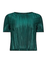 PixieGirl Petite Green Short Sleeve Plisse Top - Image 5 of 5