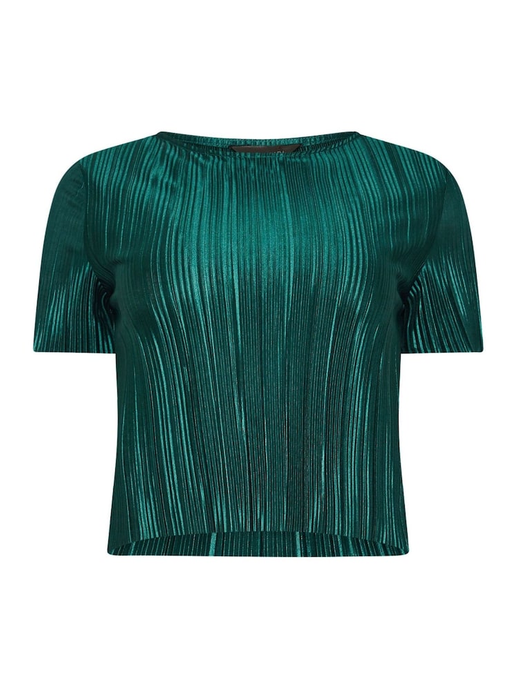 PixieGirl Petite Green Short Sleeve Plisse Top - Image 5 of 5