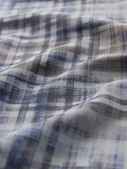 Light Blue Check Mesh Asymetric Short Sleeve Mini Dress - Image 7 of 8