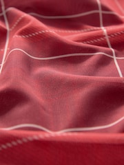 Red Check Mesh Asymetric Short Sleeve Mini Dress - Image 6 of 7